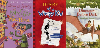 Sideways Stories from Wayside School, Diary of a Wimpy Kid, Dinosaurs Before Dark